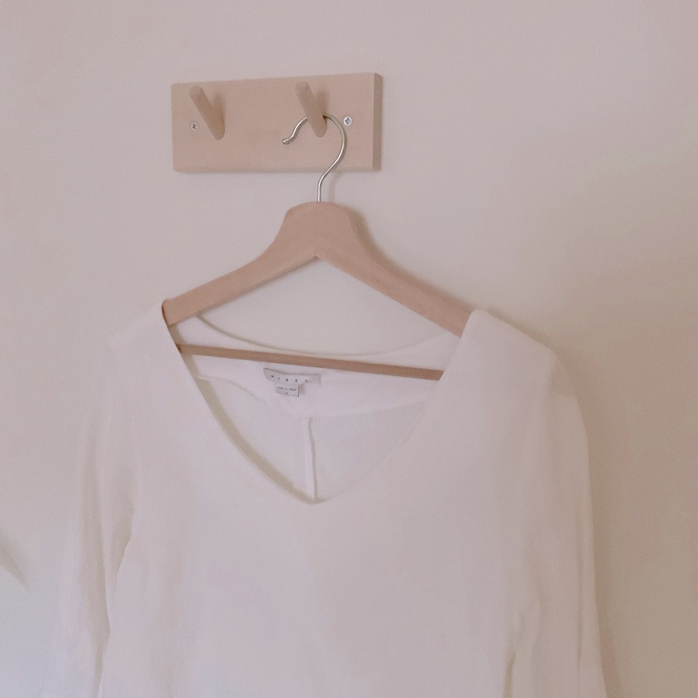 100% linen white top blouse Mijeong Park
